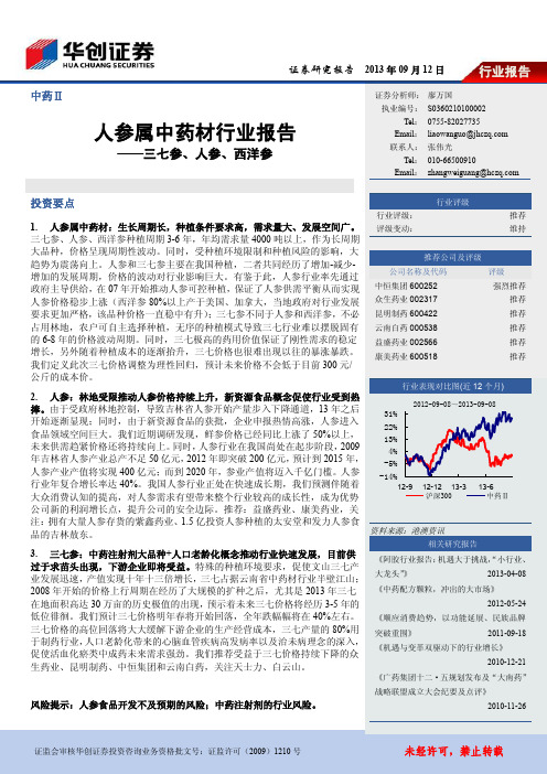 人参、三七及西洋参报告