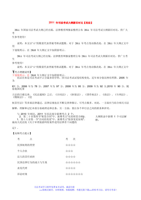 2011 年司法考试大纲新旧对比【民法】
