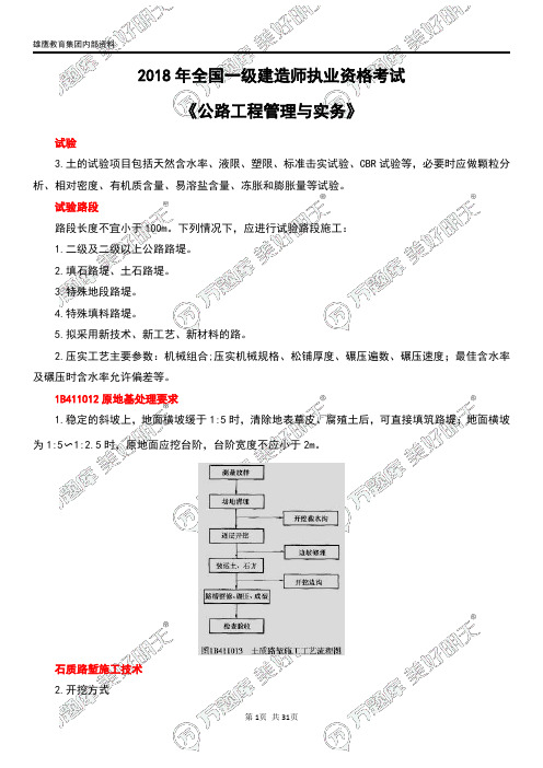 2019年一建《公路工程》必考点总结