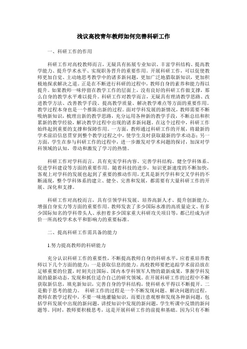 浅议高校青年教师如何完善科研工作