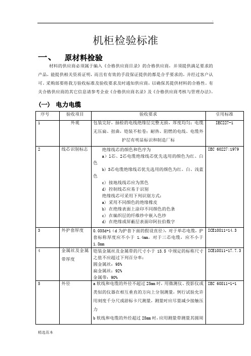 机柜检验标准