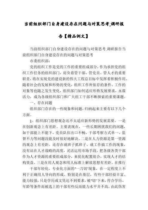 当前组织部门自身建设存在问题与对策思考,调研报告【精品例文】
