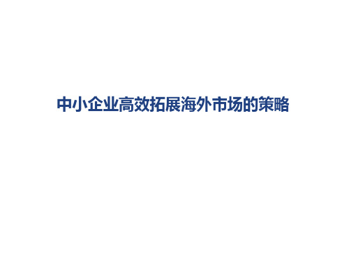 中小企业高效拓展海外市场的策略