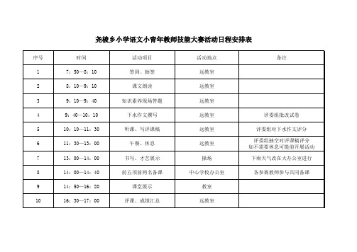 技能大赛日程安排表
