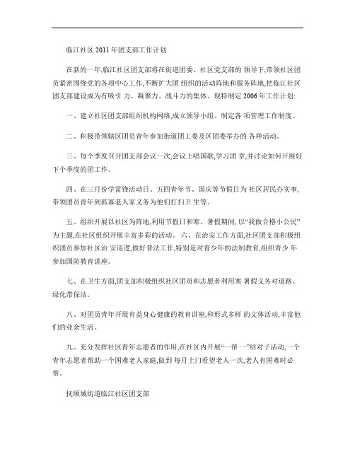 社区2011团支部工作计划(精)
