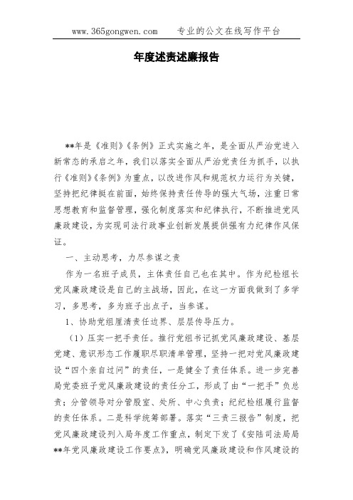 年度述责述廉报告