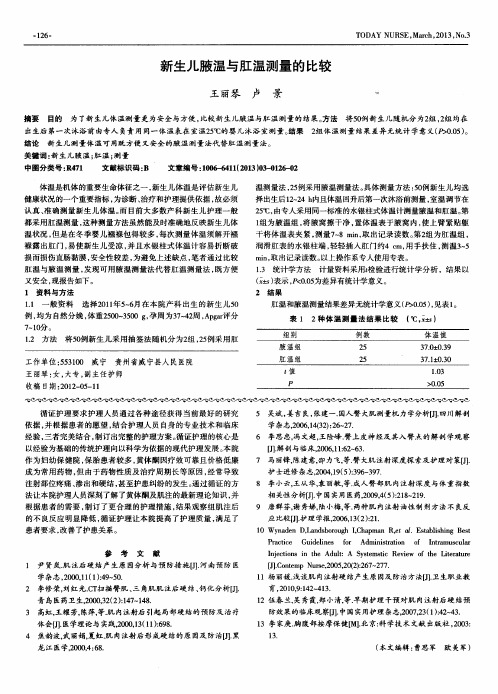 新生儿腋温与肛温测量的比较