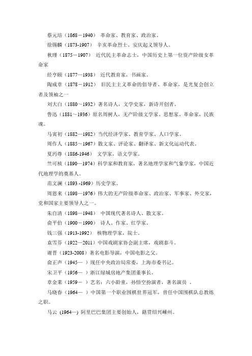 绍兴现代名人