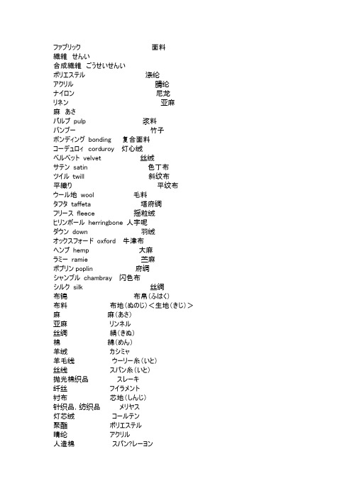 服装面料日语大全