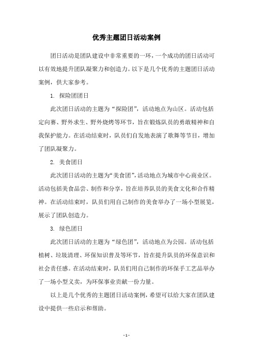 优秀主题团日活动案例