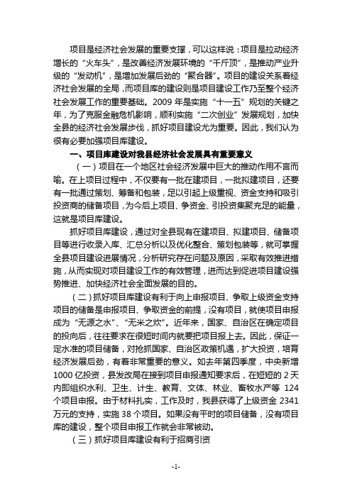 项目是经济社会发展的重要支撑