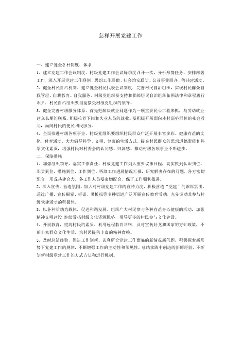 怎样开展党建工作