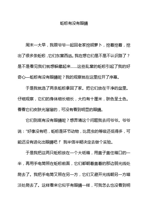 蚯蚓有没有眼睛