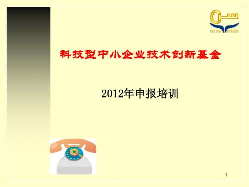 科技型中小企业技术创新基金申报培训PPT课件