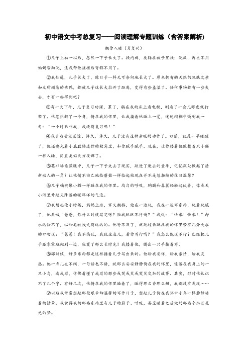 初中语文中考总复习阅读理解专题训练(拥你入睡)