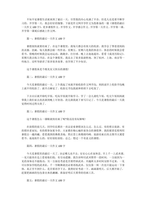 暑假的最后一天作文100字