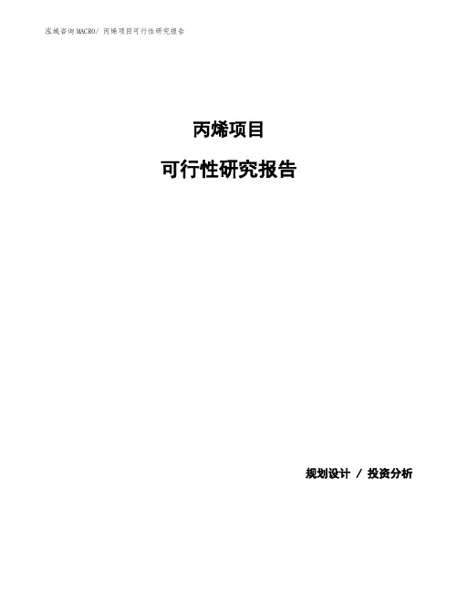 丙烯项目可行性研究报告(69亩)