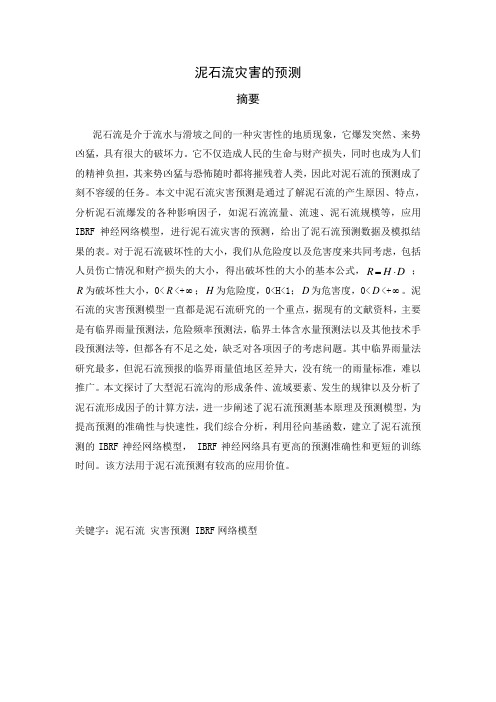 泥石流灾害的预测