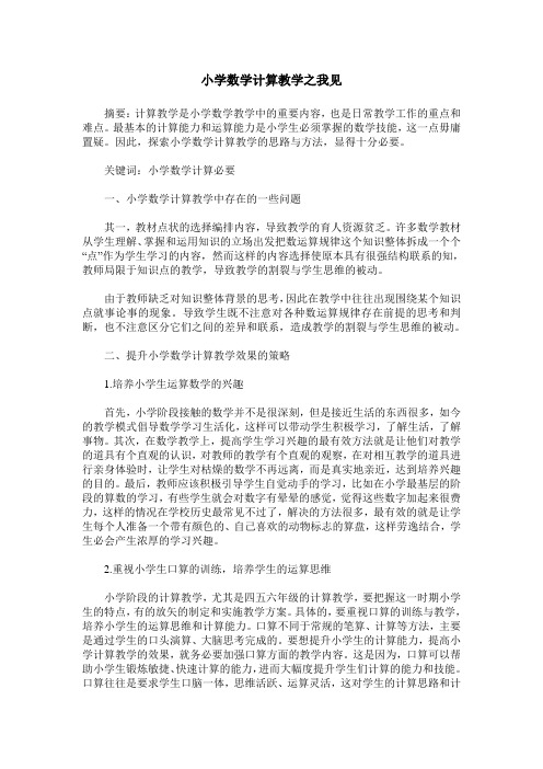 小学数学计算教学之我见