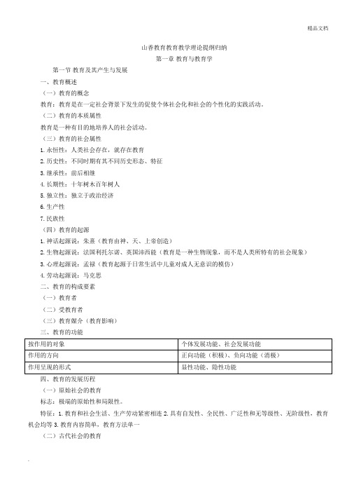 山香教育理论提纲归纳精简