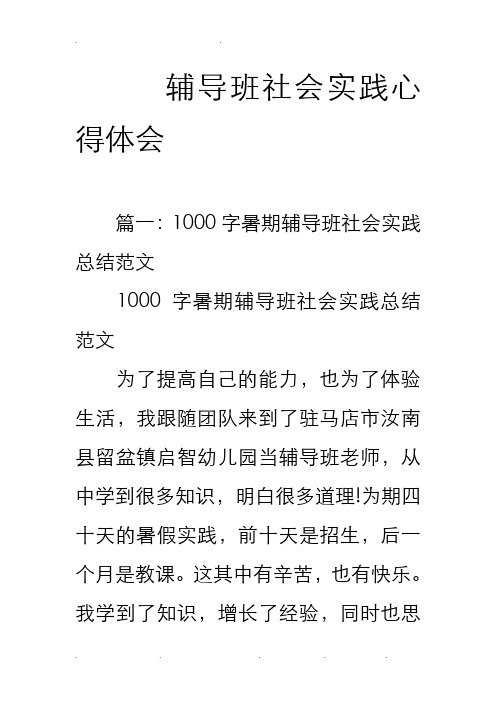 辅导班社会实践心得体会