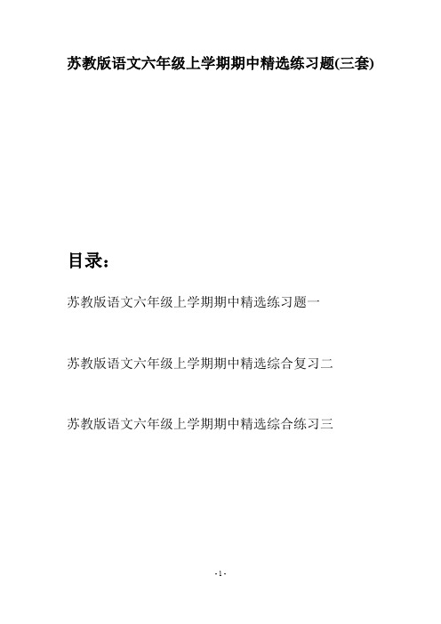 苏教版语文六年级上学期期中精选练习题(三套)