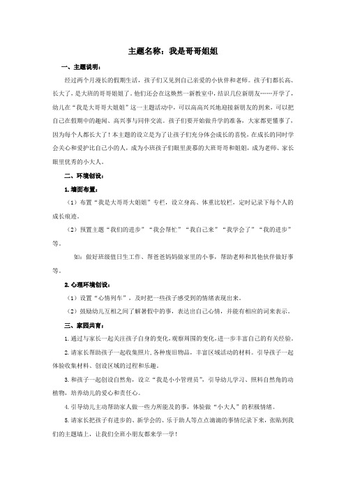大班主题我是哥哥姐姐教案