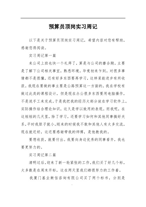 预算员顶岗实习周记