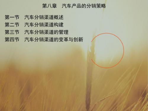 最新课件-汽车营销学第八章汽车产品的分销策略 精品