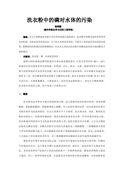 洗衣粉中的磷对水体的污染