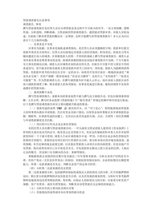 贷前调查报告注意事项