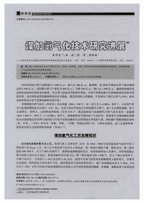 煤加氢气化技术研究进展