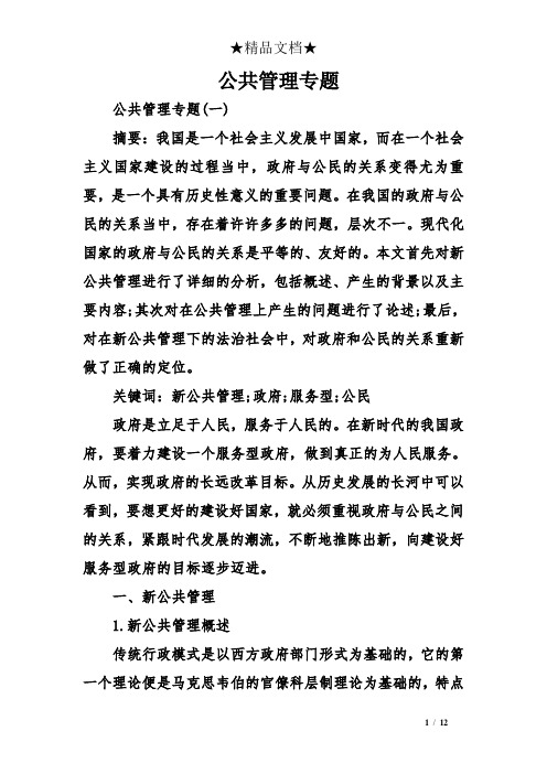 (完整word版)公共管理专题