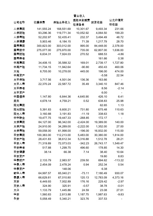 保险公司财务报表2009