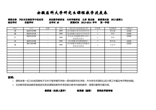 安徽医科大学硕士(博士)研究生课程教学进度表