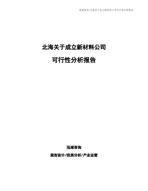 北海关于成立新材料公司可行性分析报告