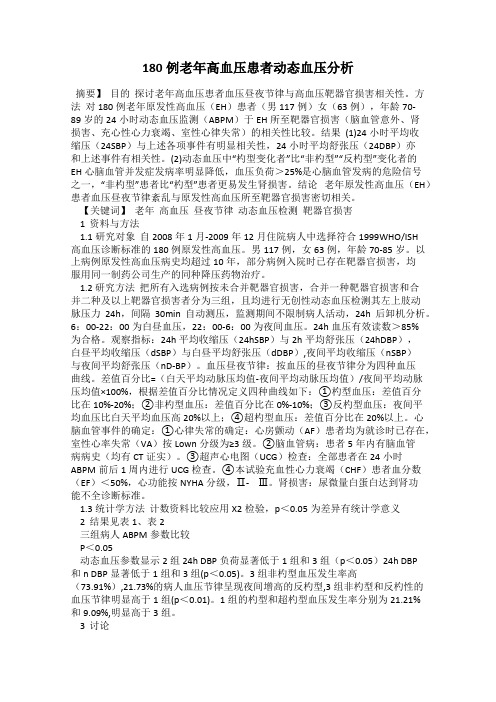 180例老年高血压患者动态血压分析