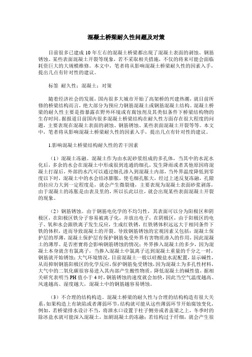 混凝土桥梁耐久性问题及对策