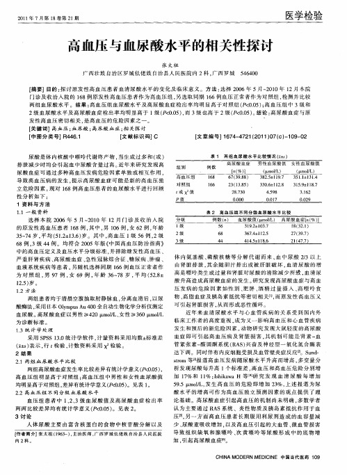 高血压与血尿酸水平的相关性探讨