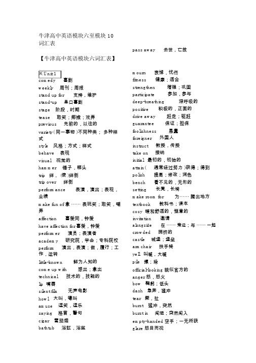 牛津高中英语词汇模块6-10词汇(选修)