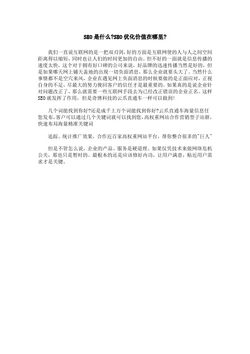 SEO是什么-SEO优化价值在哪里-