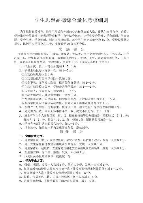 学生思想品德综合量化考核  (定稿)