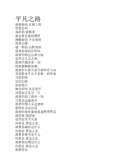 平凡之路歌词