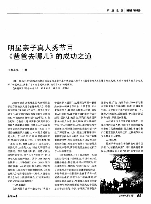 明星亲子真人秀节目 《爸爸去哪儿》的成功之道
