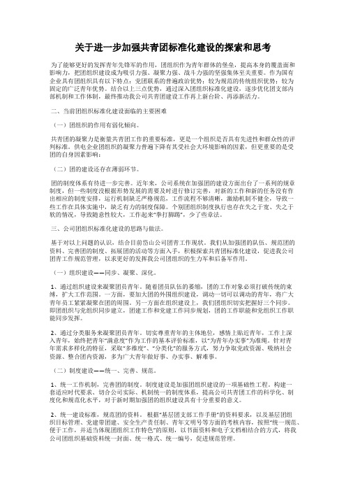 关于进一步加强共青团标准化建设的探索和思考