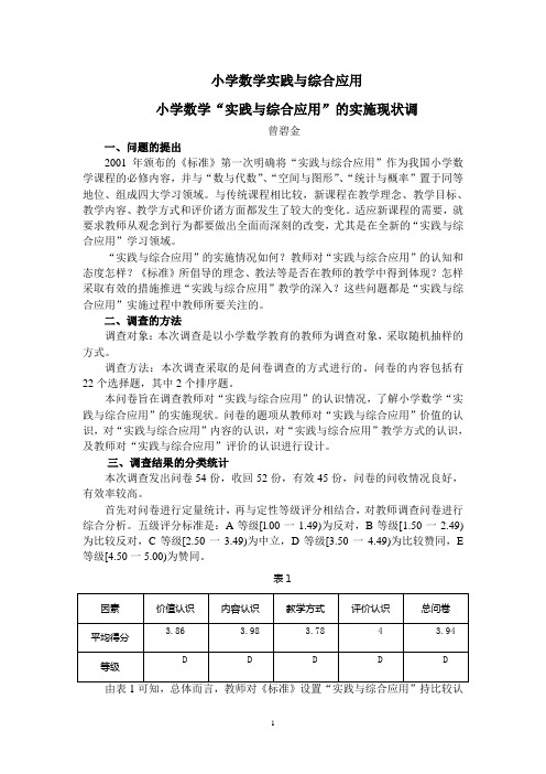 小学数学实践与综合应用