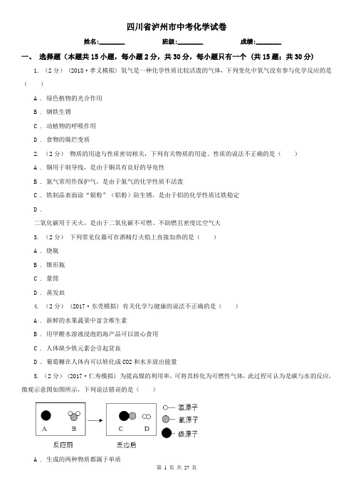 四川省泸州市中考化学试卷