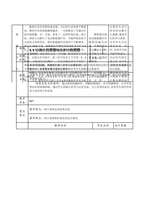 人教版高中数学 选修2-3 1.1分类计数原理与分步计数原理教案