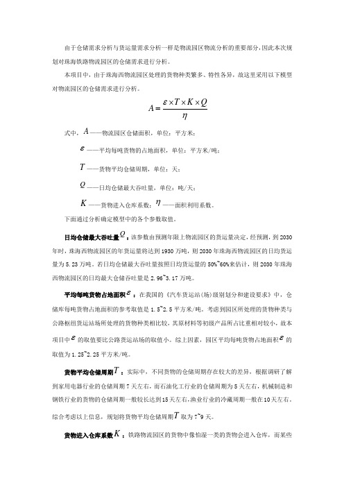 仓库面积计算指标摘要