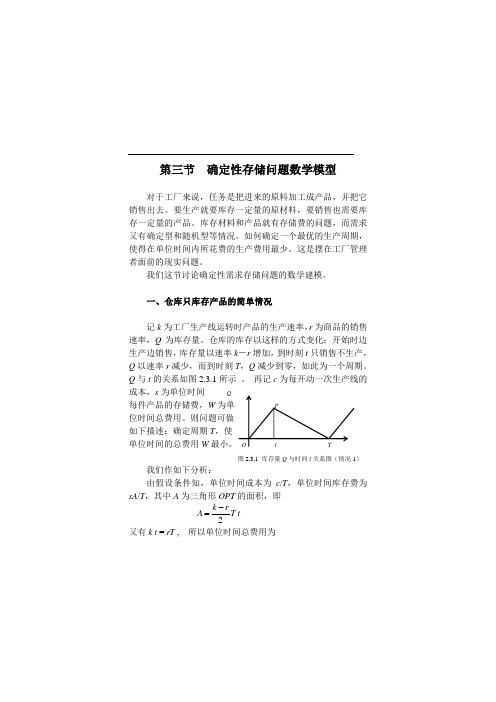 确定性存储问题数学模型